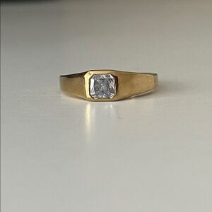 Bezel Gold Ring with Square Gemstone